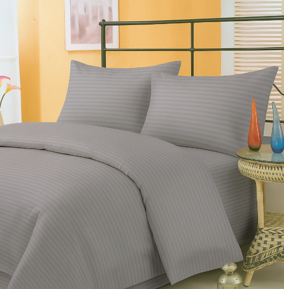 Постельное белье сатин Stripe однотонный серый Постельное белье сатин Stripe однотонный серый