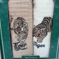 Новогодние полотенца Тигрята-1 к 2022 году 40х60 (2шт.), вафля