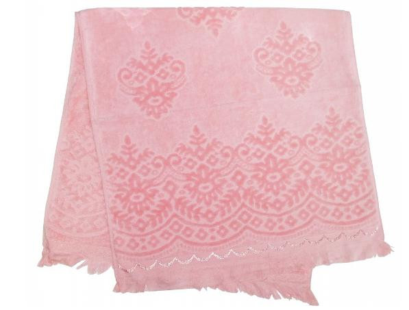 Персиковое велюровое полотенце Parisa 510г/м2, хлопок