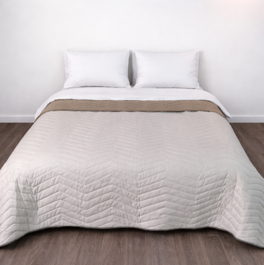 Покрывало стеганое двусторонее беж - кофе Покрывало стеганое двусторонее беж - кофе