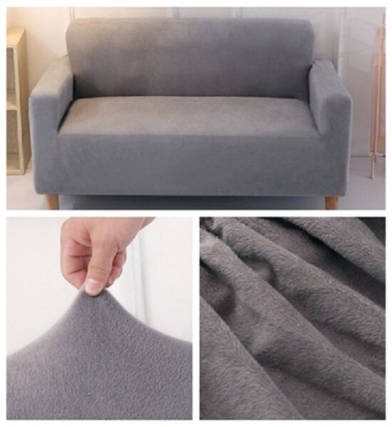 Чехол замша на 3-х местный диван серого цвета купить