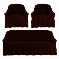 Чехол для мебели (диван + 2 кресла) черный шоколад (38)