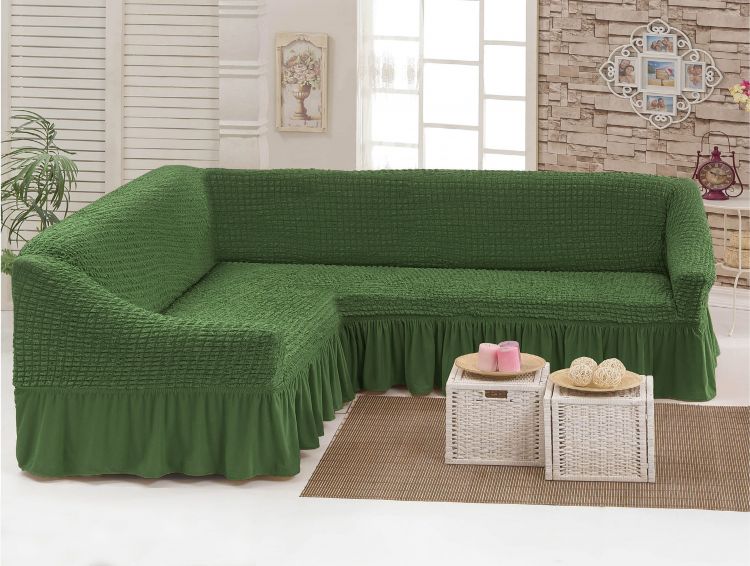 Чехлы для мебели (диван угловой) оливковый 