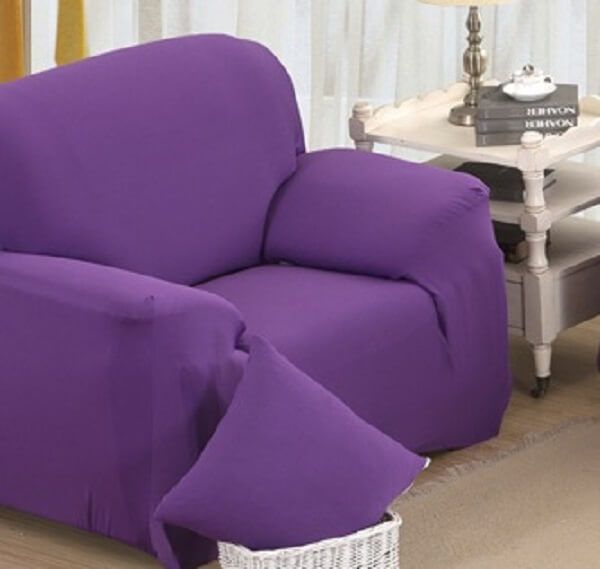 Чехол на кресло фиолетового цвета однотонный купить