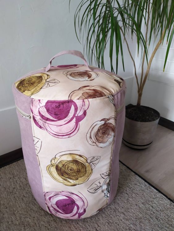 Текстильная корзина для игрушек Rizo сиреневая в цветы на молнии