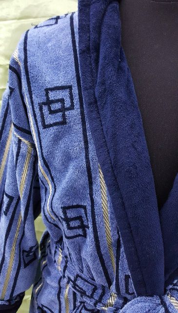 Мужской халат велюр сине-голубой V04 ZERON в упаковке