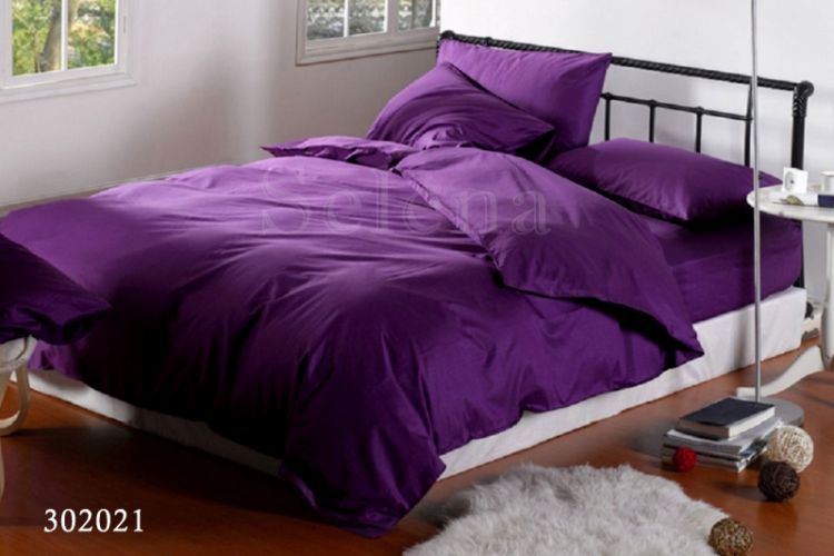 Комплект постельного белья Тёмно фиолетовый сатин 