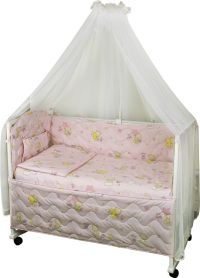 Набор для детской кроватки Руно Радуга 960У Мишка розовое 
