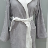 Женский хлопковый короткий халат S/M/L серый с белым
