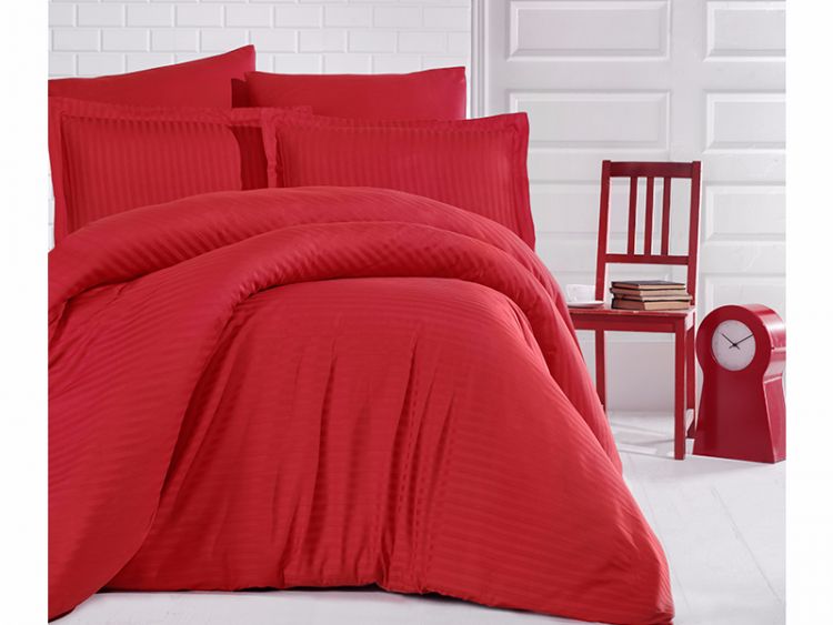 Однотонное постельное белье ранфорс Deluxe Kirmizi красное