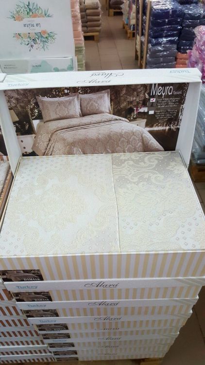 Покрывало кремовое Meyra damask Krem жаккард