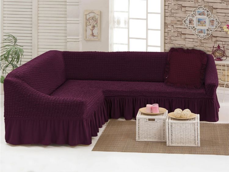 Чехол для мебели (диван угловой с подушкой) вишня