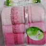 Махровые полотенца 90*150-3шт Soft Life розовые, бамбук в упаковке