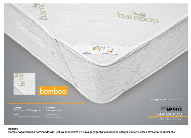 Непромокаемый наматрасник на резинках Bamboo mattress protector