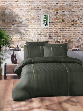 Зеленое постельное белье Elegant Dark Green Ранфорс Deluxe