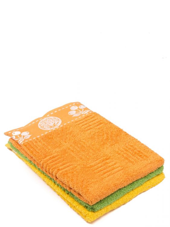 Набор полотенец 30x50 (желтый, зеленый, оранжевый)