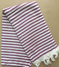Пляжное полотенце Peshtemal бело-лиловое полоска