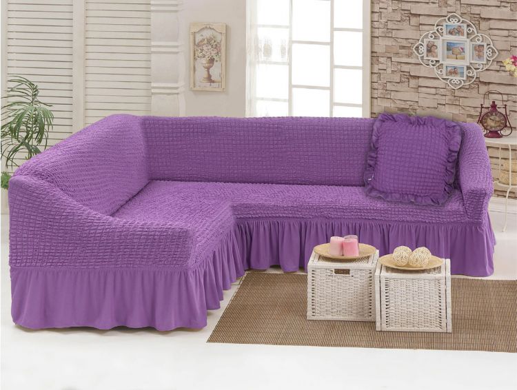 Чехол для мебели (диван угловой с подушкой) лиловый