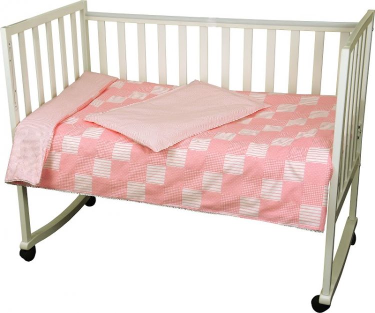 Постельное белье Клеточка Руно бязь в кроватку розовое