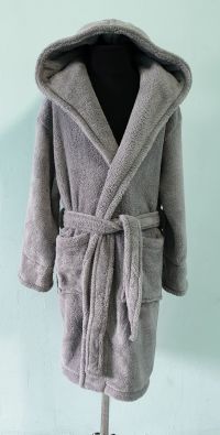 Подростковый махровый халат с капюшоном Welsoft серый 