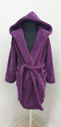 Фиолетовый детский махровый халат на запах Welsoft