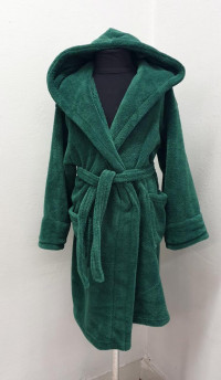 Зеленый детский махровый халат на запах Welsoft