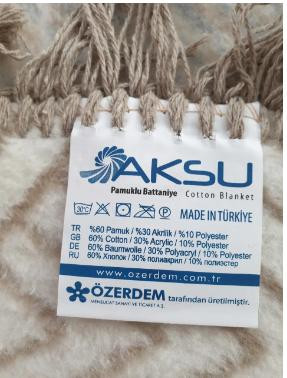Новогодний плед акрил/хлопок Олени бежевый в киеве