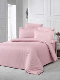 Однотонное розовое постельное белье Stripe Sateen Pink