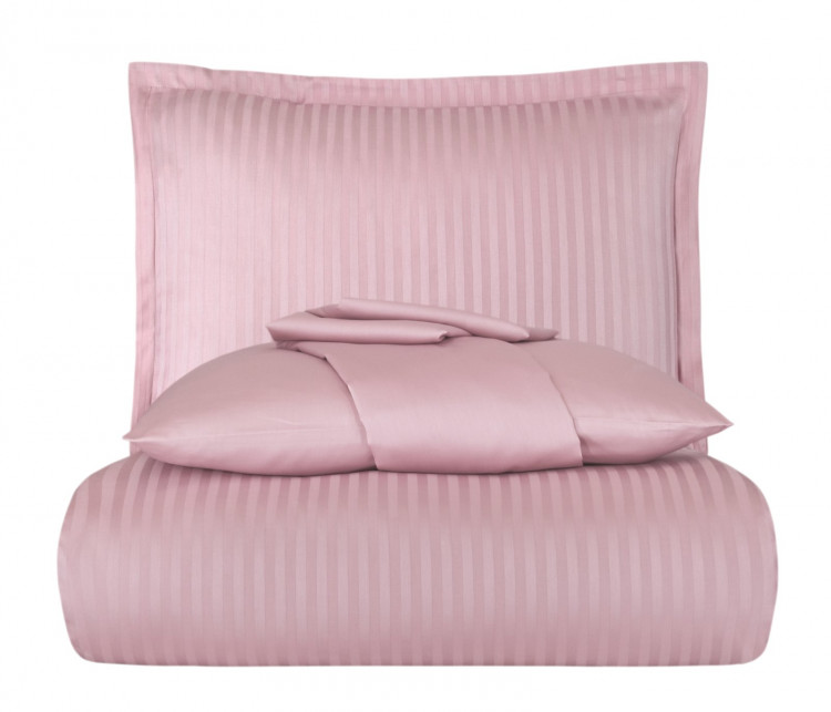 Купить набор постельного белья Stripe Sateen розового цвета