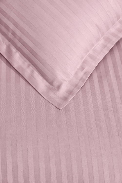 Однотонное Stripe Sateen постельное белье розового цвета