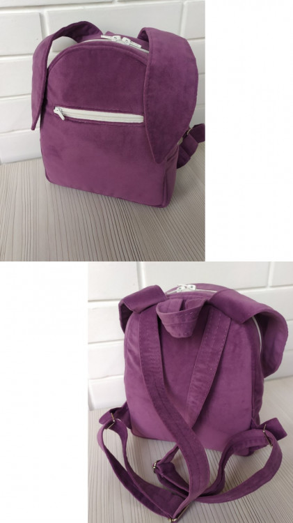 Детский рюкзак с ушками Зайки Rizo фиолетовый, текстиль
