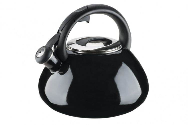 Эмалированный чайник со свистком, 2,8л Granchio черный 88625