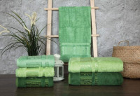 Набор зеленых бамбуковых полотенец 50х90 (3 шт), Bambu Agag Desen