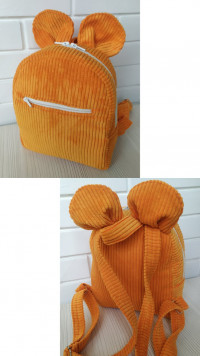 Детский рюкзак с ушками Микки Rizo оранжевый, текстиль