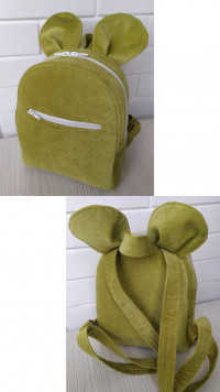 Детский рюкзак с ушками Микки Rizo салатовый, текстиль