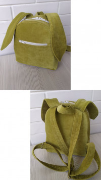 Детский рюкзак с ушками Зайки Rizo салатовый, текстиль
