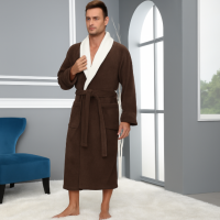 Мужской халат бамбук длинный без капюшона коричневый Турция