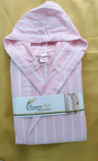 Женский хлопковый короткий халат S/M/L розовый в полоску