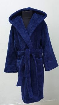Детский махровый халат с капюшоном Welsoft синий