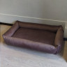 Большой лежак для собак коричневый глянец Rizo 110/65 со съемным чехлом