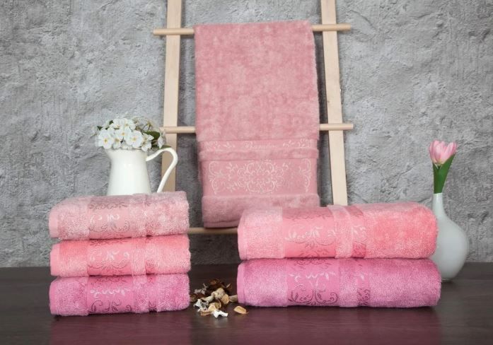 Набор розовых бамбуковых полотенец 70х140 купить