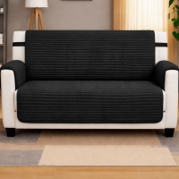 Защитная накидка на 2 месный диван из мебельного велюра черный