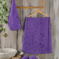 Женский набор для бани и сауны Philippus фиолетовый Розочки