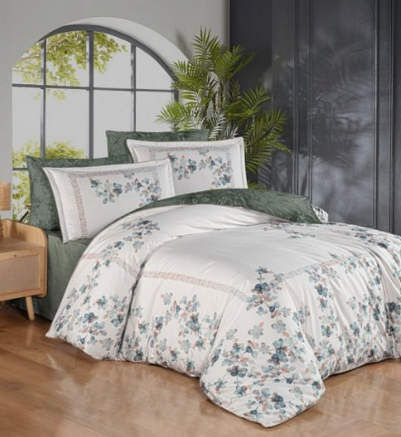 Постельное белье la romano сатин premium египетский хлопок Lina Green1