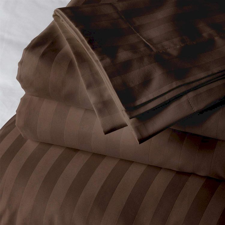 Постельное белье коричневое сатин Home Sateen Brown Stripe купить