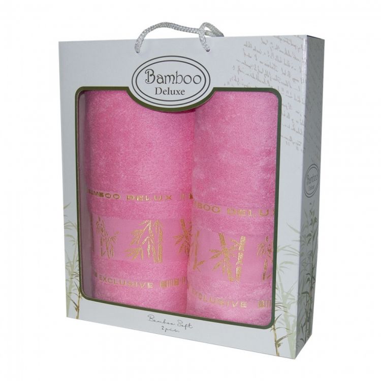 Набор бамбуковых полотенец в коробке Bamboo Розовый