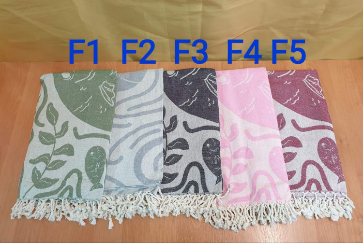 Пляжное полотенце жаккард Peshtemal 200 г/м2 - F2 серое купить