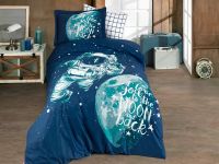 Подростковое постельное белье Hobby Poplin Galaxy синее Космос