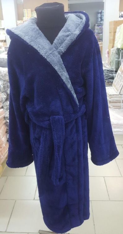 Подростковый халат микрофибра Zeron сине-серый