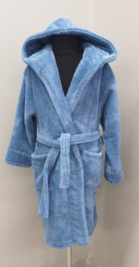 Голубой детский махровый халат на запах Welsoft 
